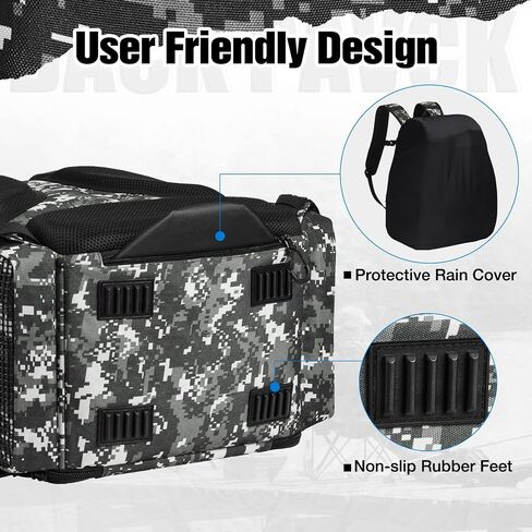 Piscifun Fishing Tackle Backpack with Rod Holders & 4 Tackle Boxes, Waterproof Rain Cover, Bottle Holder, Large Water-resistant Fishing Bag Store Fishing Gear & Equipment for Fishing, Camping, Hiking in Saudi Arabia