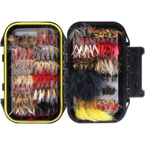 كروش 60 قطعة / 120 قطعة من Fly Fishing Dry Flies Wet Flies مجموعة متنوعة مع صندوق طائر مقاوم للماء لصيد سمك سمك السلمون المرقط in Kuwait