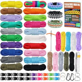WEREWOLVES Paracord 550, 4MM Paracord 20 Colors & 2MM Micro Paracord Rope 10 Colors with Instructions Book, Paracord Bracelet Combo Crafting Kits, Parachute Cord and Complete Accessories