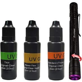 Riverruns UV Clear Glue Thick Thin Flew+UV Power 395nm Zoomable Pen Light for UV Glue Curing,Heads Bodies and Wings, Small Mini Stylus, IPX5 Water-Resistant in Saudi Arabia