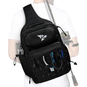 حقيبة ظهر Rodeel لصيد الأسماك مع حامل لقضيب الصيد، حقيبة طُعم مع/بدون صينية، مقاومة للماء ومقاومة للطقس، مساحة تخزين كبيرة، لصيد الأسماك بالذبابة، والرياضات الخارجية، والتخييم، والمشي لمسافات طويلة in Kuwait