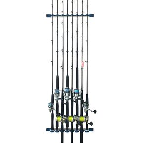 رف تخزين قضبان الصيد من Rush Creek Creations مزود بـ 10 قضبان للحائط أو السقف، حامل لقضبان الصيد عموديًا أو أفقيًا بسعة 10 قضبان، فضي وأسود in Kuwait