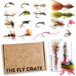 مجموعة ذبابة صيد السمك من ذا فلاي كريت | 40 تشكيلة ذباب صيد ممتازة لسمك السلمون المرقط | الذباب الجاف، الحورية، الرطب، اللافتات، الذباب الصوفي | طقم مجموعة طعم سمك السلمون المرقط in Kuwait