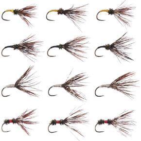 BASSDASH Trout Fly Fishing Flies Tenkara Wet Dry Flies Nymphs Sakasa Kebari 12pcs Assortment Barbless Barbed Hooks in Saudi Arabia