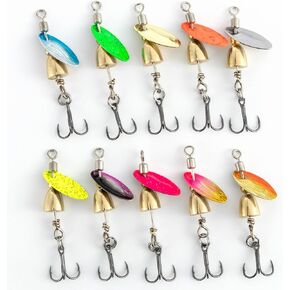 Dr.Fish 10pk Inline Spinner Rooster Feather Tail Freshwater Fishing Lures in Kuwait