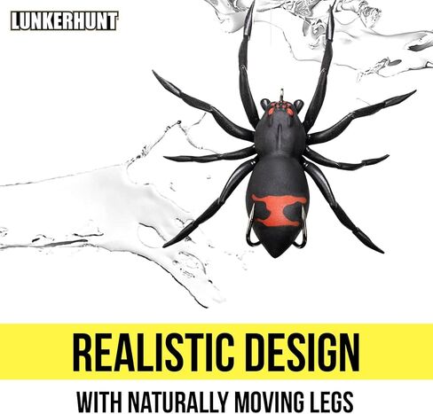 LUNKERHUNT Phantom Spider Lure for Bass Fishing (2.5 Inch) | Topwater Spider Fishing Lure with Natural Walking Action | Soft Hollow Body Weedless Hooks for Trout and Pike in Kuwait