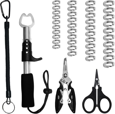 bumnay Fishing Tool Kit - Fishing Pliers Fish Lip Gripper,Muti-Function Fish Hook Remover,Split Ring,Fly Fishing Tools Set Gift for Men in Kuwait