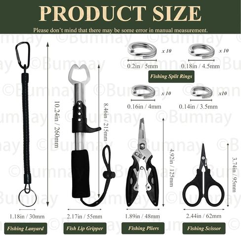 bumnay Fishing Tool Kit - Fishing Pliers Fish Lip Gripper,Muti-Function Fish Hook Remover,Split Ring,Fly Fishing Tools Set Gift for Men in Kuwait