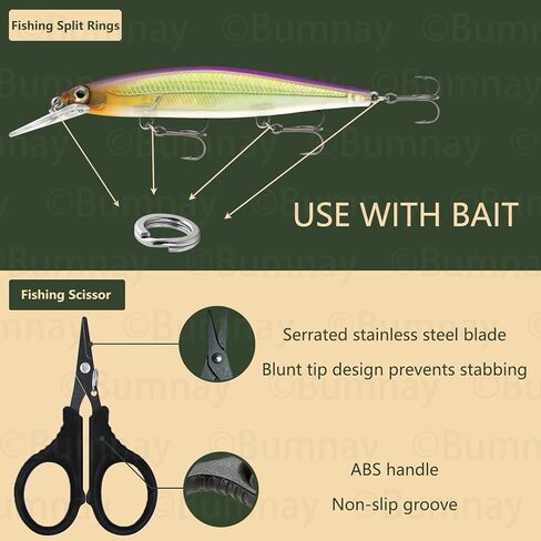 bumnay Fishing Tool Kit - Fishing Pliers Fish Lip Gripper,Muti-Function Fish Hook Remover,Split Ring,Fly Fishing Tools Set Gift for Men in Kuwait