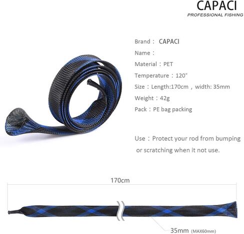 CAPACI الصيد رود كم مضفر شبكة قضيب حامي الصيد رود جورب غطاء القطب قفاز أدوات 10 قطعة in Kuwait