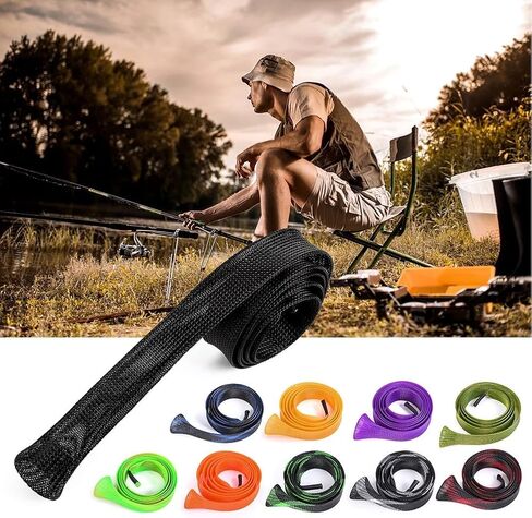 CAPACI الصيد رود كم مضفر شبكة قضيب حامي الصيد رود جورب غطاء القطب قفاز أدوات 10 قطعة in Kuwait