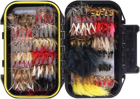 كروش 60 قطعة / 120 قطعة من Fly Fishing Dry Flies Wet Flies مجموعة متنوعة مع صندوق طائر مقاوم للماء لصيد سمك سمك السلمون المرقط in Kuwait