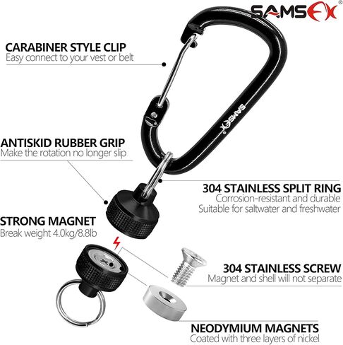 SAMSFX Fishing Strongest Magnetic Net Release Magnet Clip Holder Retractor with Coiled Lanyard in Kuwait