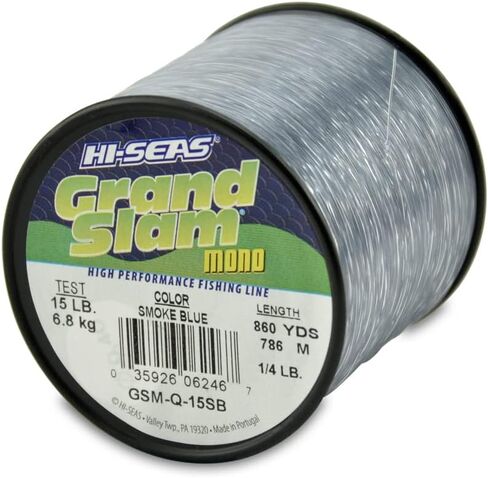 HI-SEAS Grand Slam Monofilament Fishing Line - Strong & Abrasion Resistant in Clear, Pink, Green, Smoke Blue, Fluorescent Yellow Freshwater & Saltwater – Quarter Pound Spool in Kuwait