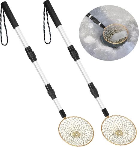 2 Pack Scalable Winter Ice Fishing Skimmer Scoop with Long Handle,Metal Ice Fishing Scooper,Ice Fishing Hole Scoop for Scooping Out Ice in Kuwait