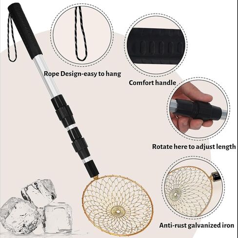 2 Pack Scalable Winter Ice Fishing Skimmer Scoop with Long Handle,Metal Ice Fishing Scooper,Ice Fishing Hole Scoop for Scooping Out Ice in Kuwait