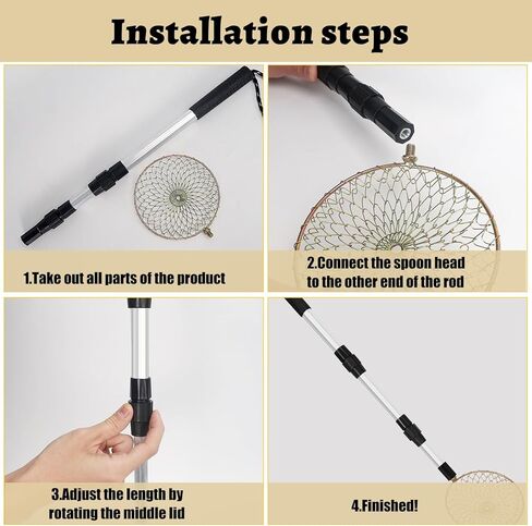 2 Pack Scalable Winter Ice Fishing Skimmer Scoop with Long Handle,Metal Ice Fishing Scooper,Ice Fishing Hole Scoop for Scooping Out Ice in Kuwait