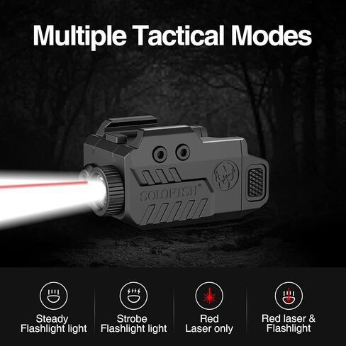 مصباح يدوي تكتيكي SOLOFISH 500lm متوافق مع السكة، شعاع أخضر/أحمر/أزرق ومجموعة LED بيضاء مع ستروب in Kuwait