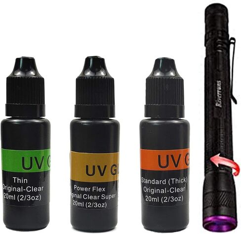 Riverruns UV Clear Glue Thick Thin Flew+UV Power 395nm Zoomable Pen Light for UV Glue Curing,Heads Bodies and Wings, Small Mini Stylus, IPX5 Water-Resistant in Saudi Arabia