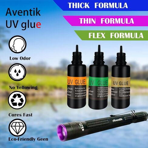 Riverruns UV Clear Glue Thick Thin Flew+UV Power 395nm Zoomable Pen Light for UV Glue Curing,Heads Bodies and Wings, Small Mini Stylus, IPX5 Water-Resistant in Saudi Arabia