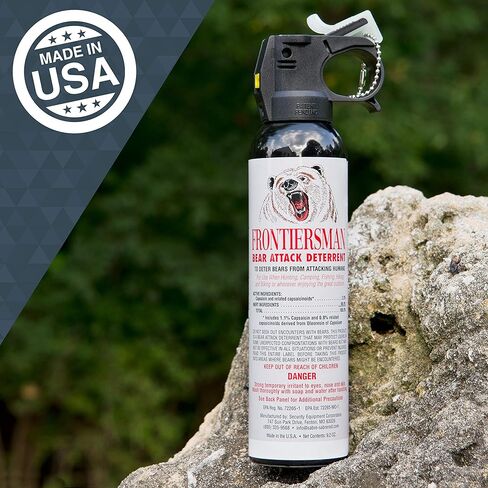 SABRE Frontiersman 9.2 oz. Bear Spray, Maximum Strength 2.0% Major Capsaicinoids, Powerful 35 ft. Range Bear Deterrent, Outdoor Camping & Hiking Protection, Quick Draw Holster & Multipack Options in Kuwait