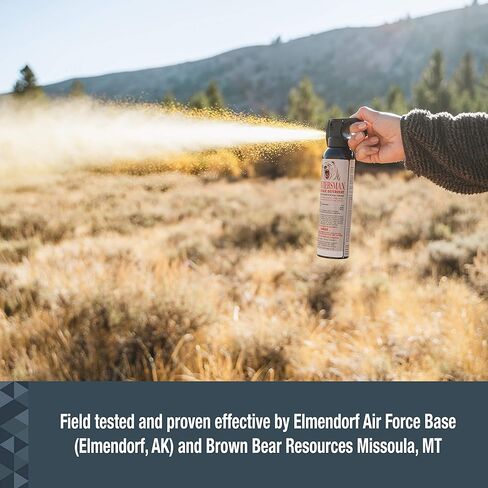 SABRE Frontiersman 9.2 oz. Bear Spray, Maximum Strength 2.0% Major Capsaicinoids, Powerful 35 ft. Range Bear Deterrent, Outdoor Camping & Hiking Protection, Quick Draw Holster & Multipack Options in Kuwait