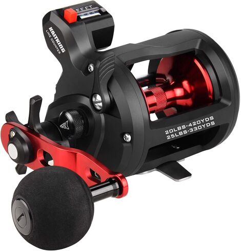 KastKing ReKon Round Baitcasting Fishing Reel, Conventional Baitcasting Reel, Line Counter/Level Wind Trolling Reel, Powerful Carbon Disc Drag, Durable Stainless Steel, Large Line Capacity in Kuwait
