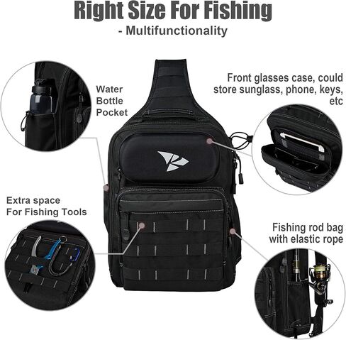 حقيبة ظهر Rodeel لصيد الأسماك مع حامل لقضيب الصيد، حقيبة طُعم مع/بدون صينية، مقاومة للماء ومقاومة للطقس، مساحة تخزين كبيرة، لصيد الأسماك بالذبابة، والرياضات الخارجية، والتخييم، والمشي لمسافات طويلة in Kuwait