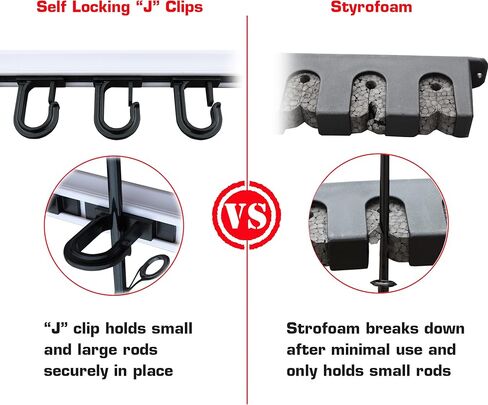رف تخزين قضبان الصيد من Rush Creek Creations مزود بـ 10 قضبان للحائط أو السقف، حامل لقضبان الصيد عموديًا أو أفقيًا بسعة 10 قضبان، فضي وأسود in Kuwait