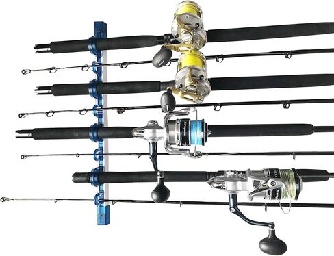 رف تخزين قضبان الصيد من Rush Creek Creations مزود بـ 10 قضبان للحائط أو السقف، حامل لقضبان الصيد عموديًا أو أفقيًا بسعة 10 قضبان، فضي وأسود in Kuwait