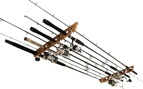 رف تخزين قضبان الصيد من Rush Creek Creations مزود بـ 8 قضبان للحائط أو السقف، حامل لقضبان الصيد عموديًا أو أفقيًا بسعة 8 قضبان، أسود in Kuwait