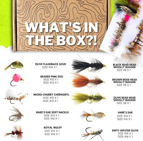 مجموعة ذبابة صيد السمك من ذا فلاي كريت | 40 تشكيلة ذباب صيد ممتازة لسمك السلمون المرقط | الذباب الجاف، الحورية، الرطب، اللافتات، الذباب الصوفي | طقم مجموعة طعم سمك السلمون المرقط in Kuwait