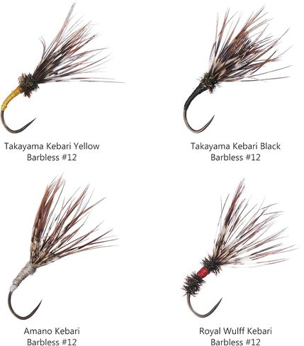 BASSDASH Trout Fly Fishing Flies Tenkara Wet Dry Flies Nymphs Sakasa Kebari 12pcs Assortment Barbless Barbed Hooks in Kuwait