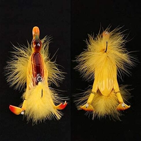 1piece 3D Duck Topwater Fishing Lure Yellow Duckling Floating Artificial Bait Plopping and Splashing Feet Hard Fishing Tackle Geer 12cm 28g in Kuwait