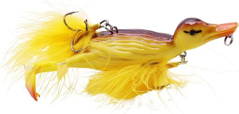 1piece 3D Duck Topwater Fishing Lure Yellow Duckling Floating Artificial Bait Plopping and Splashing Feet Hard Fishing Tackle Geer 12cm 28g in Kuwait