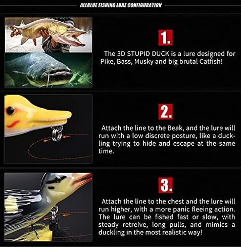 1piece 3D Duck Topwater Fishing Lure Yellow Duckling Floating Artificial Bait Plopping and Splashing Feet Hard Fishing Tackle Geer 12cm 28g in Kuwait