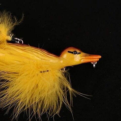 1piece 3D Duck Topwater Fishing Lure Yellow Duckling Floating Artificial Bait Plopping and Splashing Feet Hard Fishing Tackle Geer 12cm 28g in Kuwait