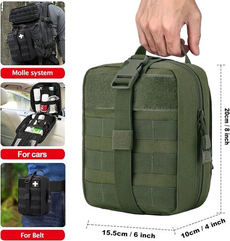 Molle ifak Pouch Empty First aid kit Bag for Outdoor Tactical Medical Pouch | Empty ETM Trauma Pouch Tear away Med bag Suitable for Backpack Belt Vest Car motorcycle Small Molly Med Case 600D nylon (RED) in Kuwait
