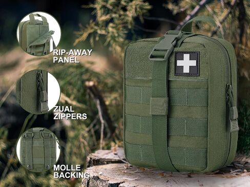Molle ifak Pouch Empty First aid kit Bag for Outdoor Tactical Medical Pouch | Empty ETM Trauma Pouch Tear away Med bag Suitable for Backpack Belt Vest Car motorcycle Small Molly Med Case 600D nylon (RED) in Kuwait