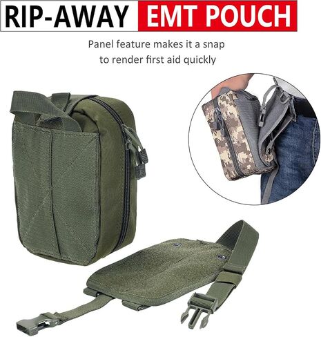 Molle ifak Pouch Empty First aid kit Bag for Outdoor Tactical Medical Pouch | Empty ETM Trauma Pouch Tear away Med bag Suitable for Backpack Belt Vest Car motorcycle Small Molly Med Case 600D nylon (RED) in Kuwait