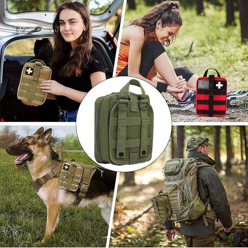 Molle ifak Pouch Empty First aid kit Bag for Outdoor Tactical Medical Pouch | Empty ETM Trauma Pouch Tear away Med bag Suitable for Backpack Belt Vest Car motorcycle Small Molly Med Case 600D nylon (RED) in Kuwait