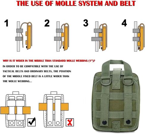 Molle ifak Pouch Empty First aid kit Bag for Outdoor Tactical Medical Pouch | Empty ETM Trauma Pouch Tear away Med bag Suitable for Backpack Belt Vest Car motorcycle Small Molly Med Case 600D nylon (RED) in Kuwait
