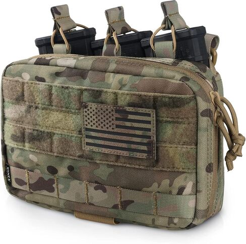 WYNEX Tactical Mag Admin Pouch, Molle Utility Tool Pouch Medical EMT Organizer with Triple Stacker Magazine Holder for M4 M16 Patch Included in Kuwait