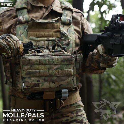 WYNEX Tactical Mag Admin Pouch, Molle Utility Tool Pouch Medical EMT Organizer with Triple Stacker Magazine Holder for M4 M16 Patch Included in Kuwait