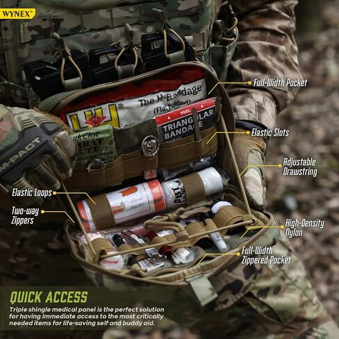 WYNEX Tactical Mag Admin Pouch, Molle Utility Tool Pouch Medical EMT Organizer with Triple Stacker Magazine Holder for M4 M16 Patch Included in Kuwait