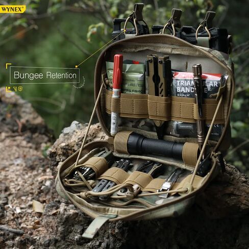 WYNEX Tactical Mag Admin Pouch, Molle Utility Tool Pouch Medical EMT Organizer with Triple Stacker Magazine Holder for M4 M16 Patch Included in Kuwait