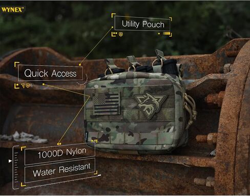WYNEX Tactical Mag Admin Pouch, Molle Utility Tool Pouch Medical EMT Organizer with Triple Stacker Magazine Holder for M4 M16 Patch Included in Kuwait