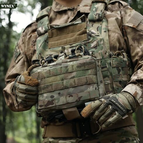 WYNEX Tactical Mag Admin Pouch, Molle Utility Tool Pouch Medical EMT Organizer with Triple Stacker Magazine Holder for M4 M16 Patch Included in Kuwait