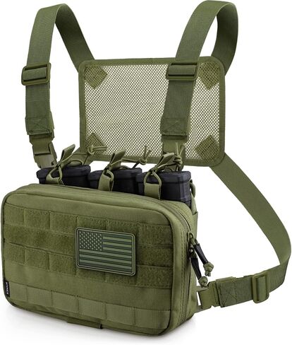 WYNEX Tactical Mag Admin Pouch, Molle Utility Tool Pouch Medical EMT Organizer with Triple Stacker Magazine Holder for M4 M16 Patch Included in Kuwait