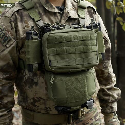 WYNEX Tactical Mag Admin Pouch, Molle Utility Tool Pouch Medical EMT Organizer with Triple Stacker Magazine Holder for M4 M16 Patch Included in Kuwait